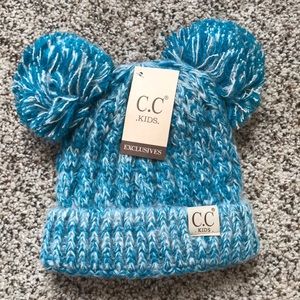 Kid C.C beanie, cc pom pom beanie, c.c baby beanie